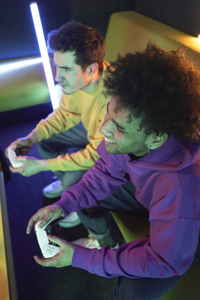 high-angle-friends-playing-videogame